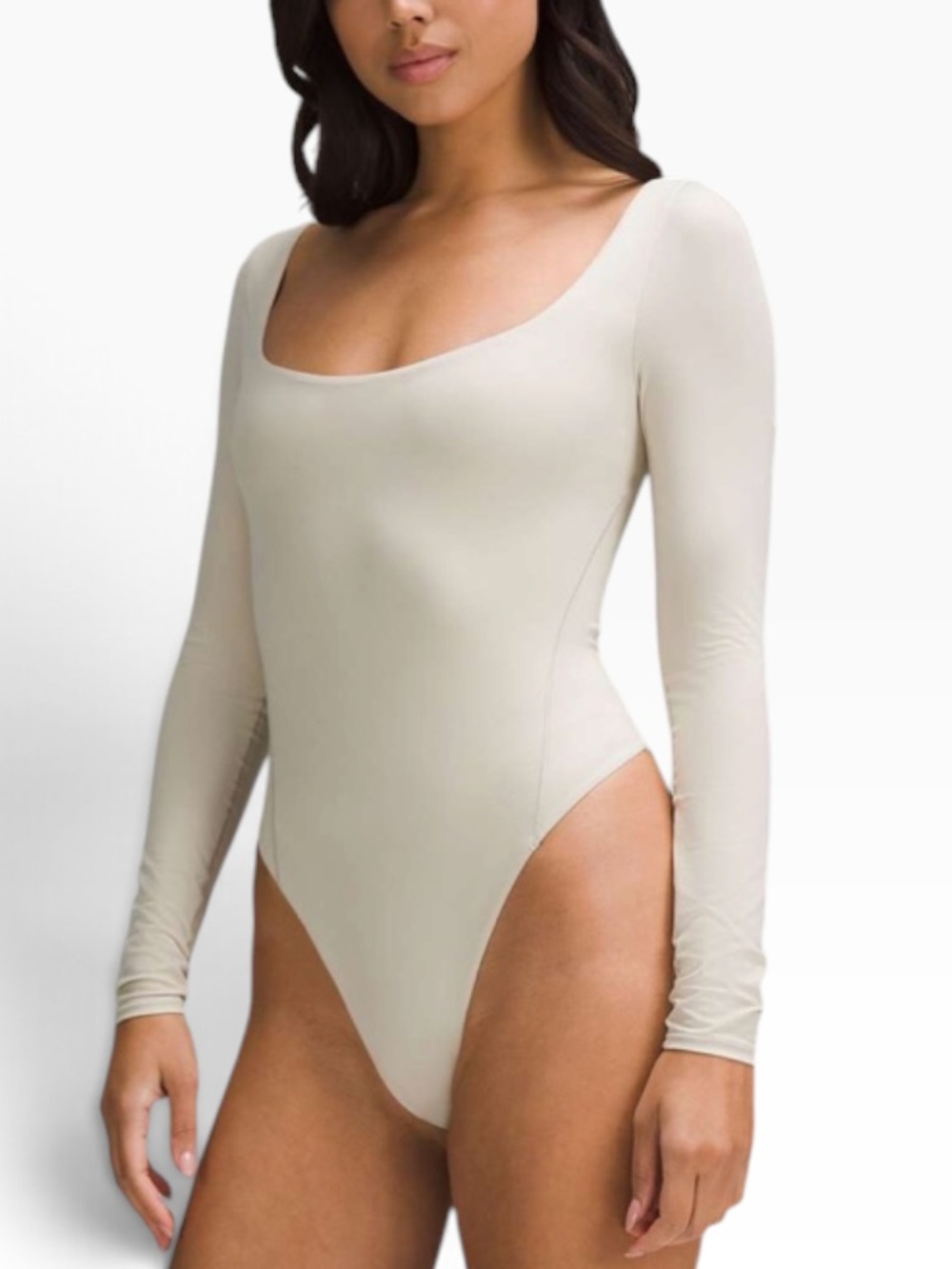 Lululemon Wundermost Ultra-Soft Nulu Square-Neck Long-Sleeve Bodysuit Mojave Tan